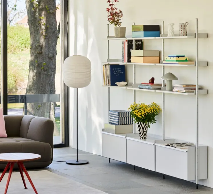 Lampadaire, Common Lamp base Oblong, blanc & noir, Ø42cm, H160,5cm - HAY