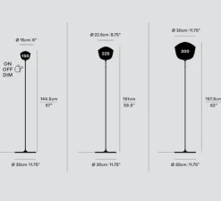 Lampadaire, Contour 225, blanc perle, LED, dim, 1800-3000K, Ø30cm, H151cm - A-N-D