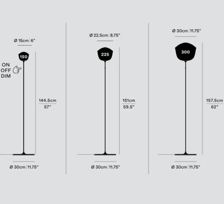 Lampadaire*A-N-D Lampadaire, Contour 150, , LED, dim, 1800-3000K, Ø30cm, H144,5cm - jaune citrine