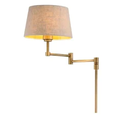 Lampadaire*Eichholtz Lampadaire, Corbin, , L38cm, H158,5cm - laiton brossé, abat-jour lin