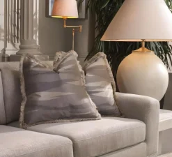 Lampadaire*Eichholtz Lampadaire, Corbin, , L38cm, H158,5cm - laiton brossé, abat-jour lin