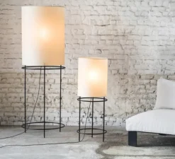 Lampadaire, Cylinder, blanc, noir,, Ø40cm, H110cm - Serax