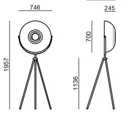 Lampadaire*Stilnovo Lampadaire, Demi Moon, , LED, dim, 3000K, 4198 lm, L74,6cm, H195,7cm - noir