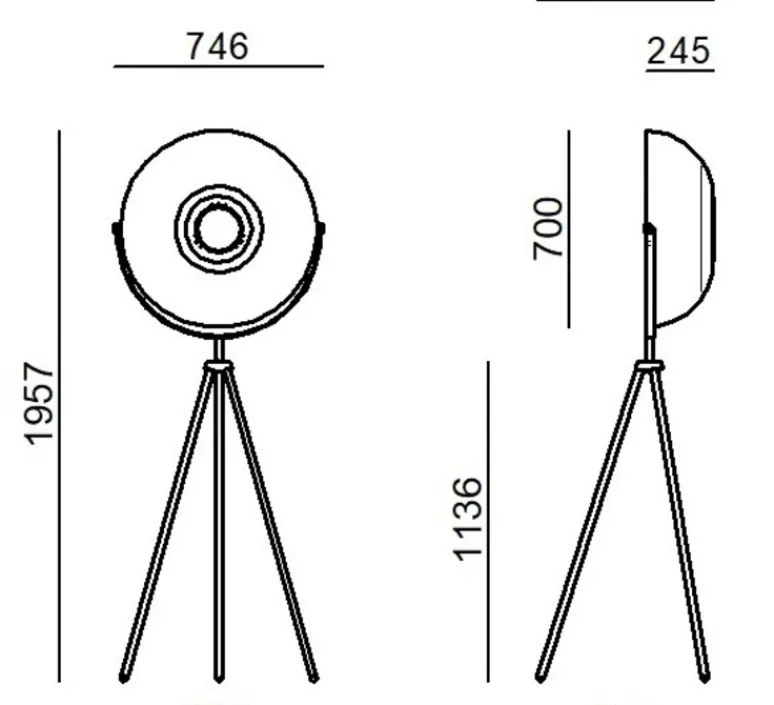 Lampadaire*Stilnovo Lampadaire, Demi Moon, , LED, dim, 3000K, 4198 lm, L74,6cm, H195,7cm - noir
