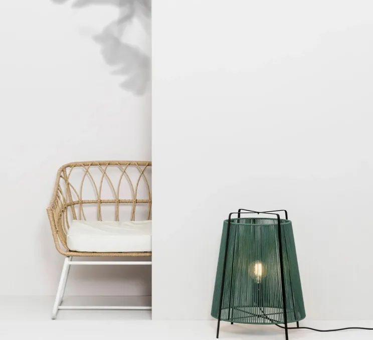 Lampadaire d'extérieur, Akane, vert et noir mat, IP44, Ø46cm, H59cm - Faro