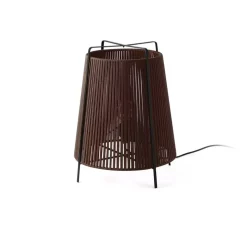 Lampadaire d'extérieur, Akane, marron foncé et noir mat, IP44, Ø46cm, H59cm - Faro