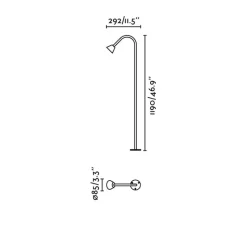 Lampadaire*Faro Lampadaire d'extérieur, borne, Lily 1190, noir, IP65, LED, 2700K, 154 lm, Ø8,5cm, H119cm -
