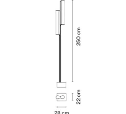 Lampadaire*Vibia Lampadaire d'extérieur, Class, 2815, , IP65, LED, dim, Push, 2700K, 1980 lm, L22cm, H250cm - noir mat