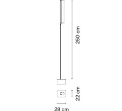 Lampadaire d'extérieur, Class, 2810, noir mat, IP65, LED, dim, Push, 2700K, 990 lm, L22cm, H250cm - Vibia
