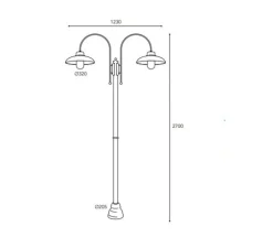 Lampadaire*Moretti Luce Lampadaire d'extérieur et candélabre, Samoa 1772, , IP44, Ø32cm, H270cm - Laiton vieilli