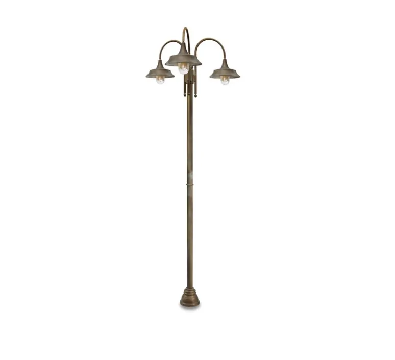 Lampadaire*Moretti Luce Lampadaire d'extérieur et candélabre, Atelier 3140, , IP44, Ø32cm, H270cm - Laiton vieilli