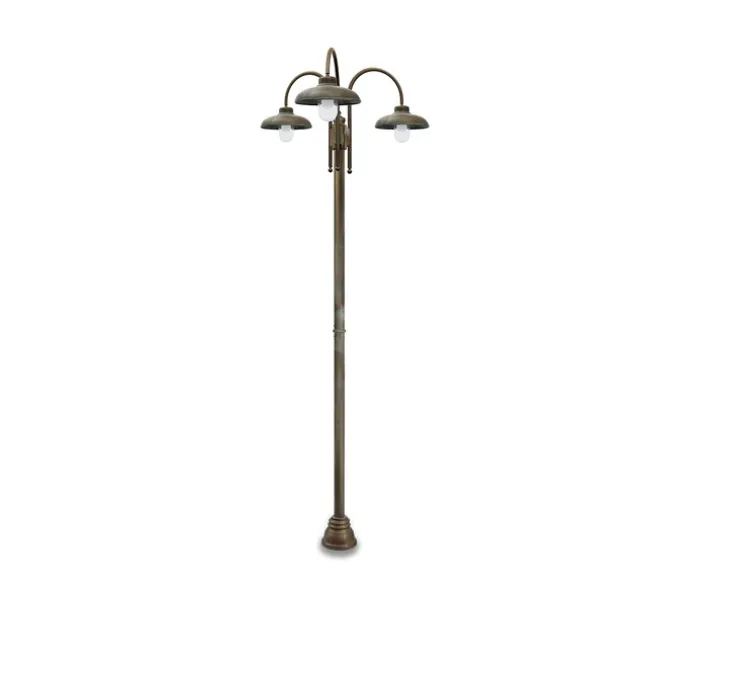 Lampadaire d'extérieur et candélabre, Samoa 1773, Laiton vieilli, IP44, Ø32cm, H270cm - Moretti Luce