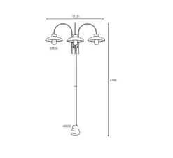 Lampadaire d'extérieur et candélabre, Samoa 1773, Laiton vieilli, IP44, Ø32cm, H270cm - Moretti Luce