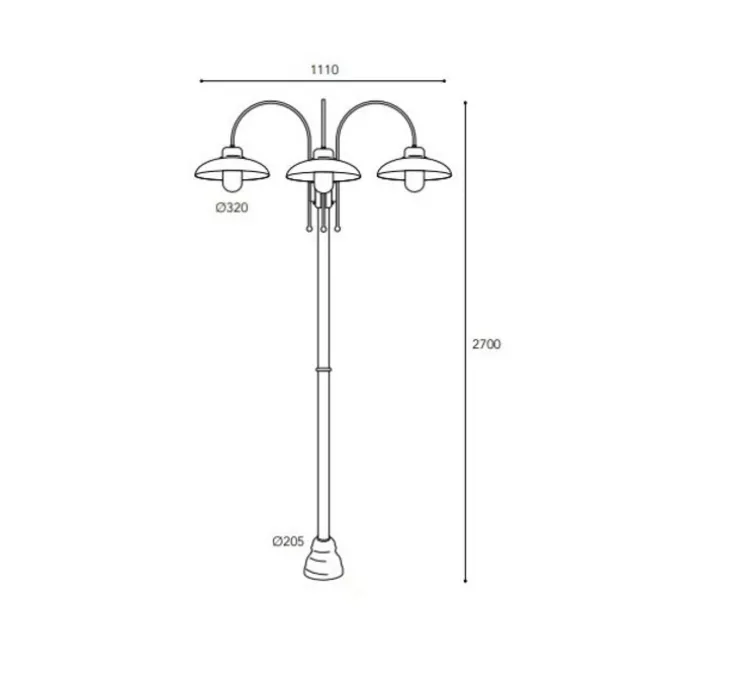 Lampadaire d'extérieur et candélabre, Samoa 1773, Laiton vieilli, IP44, Ø32cm, H270cm - Moretti Luce