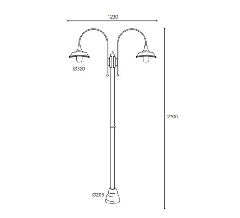 Lampadaire*Moretti Luce Lampadaire d'extérieur et Candélabre, Atelier 3139, , IP44, Ø32cm, H270cm - Laiton vieilli