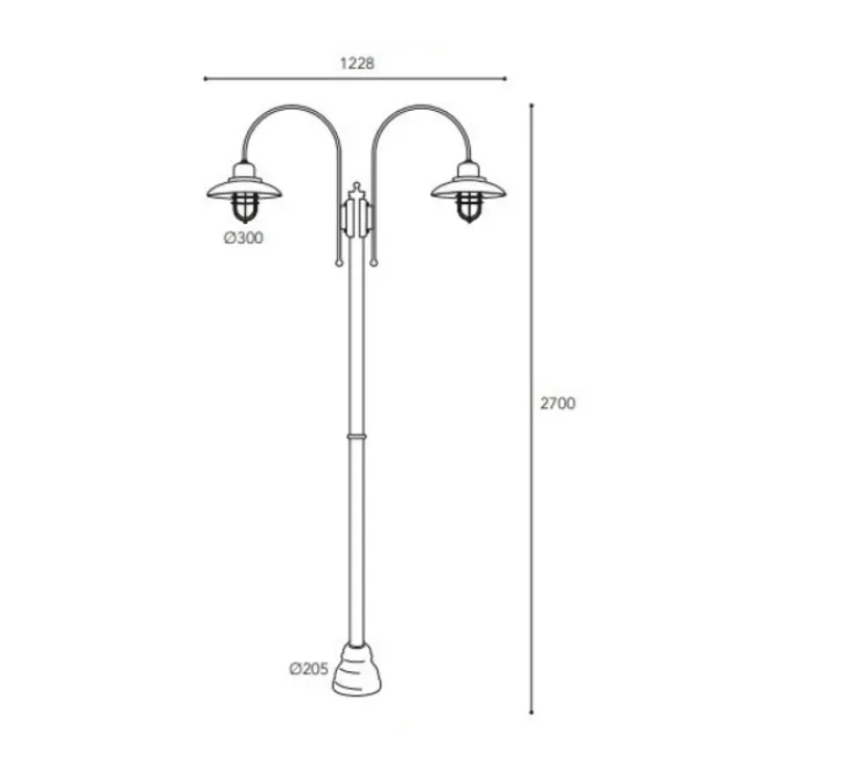 Lampadaire*Moretti Luce Lampadaire d'extérieur et candélabre, Patio Cage 3316, , IP44, Ø30cm, H270cm - Laiton vieilli