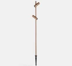 Lampadaire d'extérieur, Juncus 2 têtes, marron, IP66, LED, 3000K, 836 lm, Ø4,3cm, H70-120cm - LEDS C4