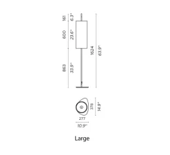 Lampadaire*Contardi Lampadaire d'extérieur, Lagoon, large, abat-jour orange Noumea Goyave, tissu Pierre Frey, structure laquée noire et cuivre, IP68, Ø25cm, H162,4cm - abat-jour orange Noumea Goyage,structure laquée noire et cuivre