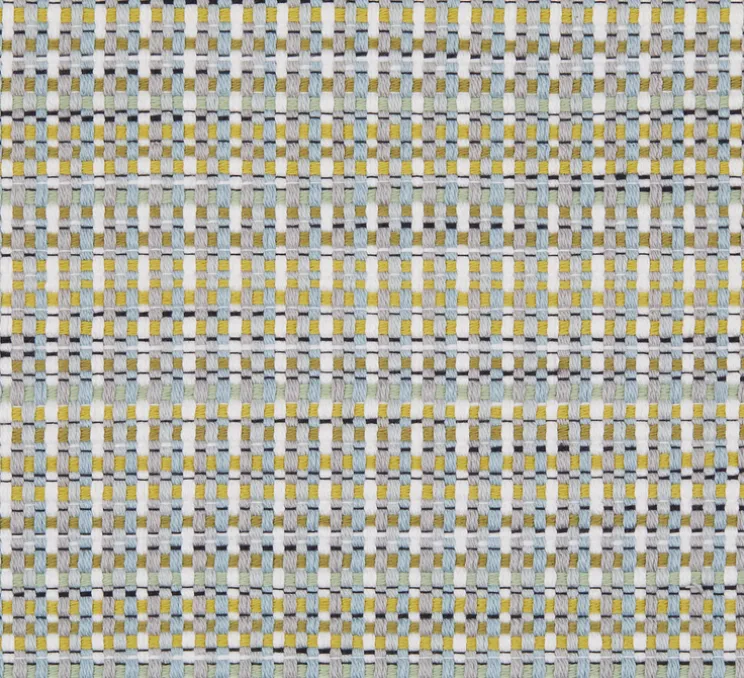 Lampadaire d'extérieur, Lagoon, large, abat-jour vert Dominica Caraibes, tissu Pierre Frey, structure laquée noire et cuivre, IP68, Ø25cm, H162,4cm - Contardi