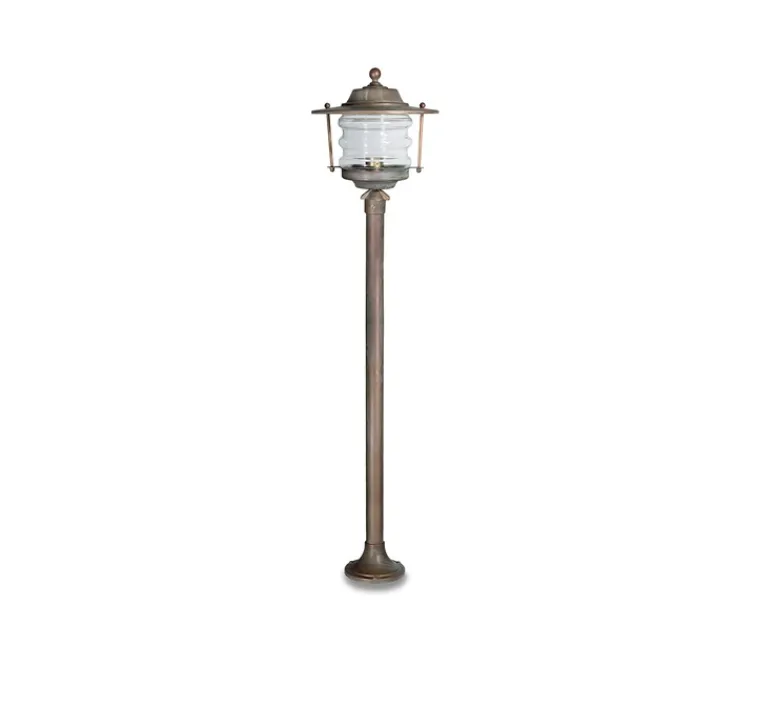 Lampadaire*Moretti Luce Lampadaire d'extérieur, Onda 2075, , IP43, Ø26cm, H110cm - Laiton vieilli