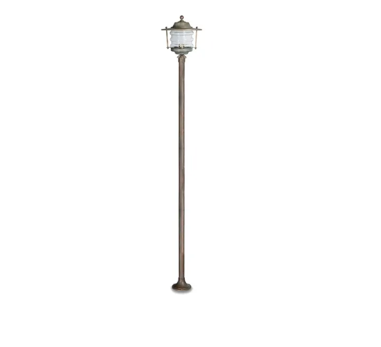 Lampadaire d'extérieur, Onda 2076, Laiton vieilli, IP43, Ø26cm, H180cm - Moretti Luce