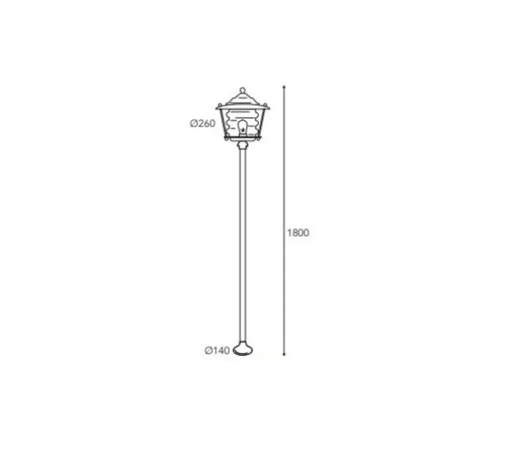 Lampadaire d'extérieur, Onda 2076, Laiton vieilli, IP43, Ø26cm, H180cm - Moretti Luce