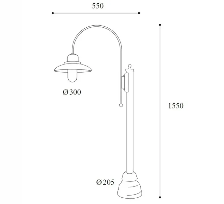 Lampadaire d'extérieur, Patio 1765, cuivre, IP44, L30cm, H155cm - Moretti Luce