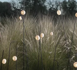 Lampadaire d'extérieur, Pois, noir, blanc, IP65, LED, 3000K, 410 lm, Ø11,5cm, H158cm - Karman