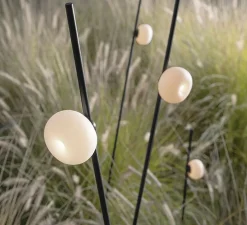 Lampadaire d'extérieur, Pois, noir, blanc, IP65, LED, 3000K, 410 lm, Ø11,5cm, H158cm - Karman