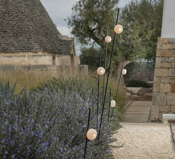 Lampadaire d'extérieur, Pois, noir, blanc, IP65, LED, 3000K, 410 lm, Ø11,5cm, H93cm - Karman