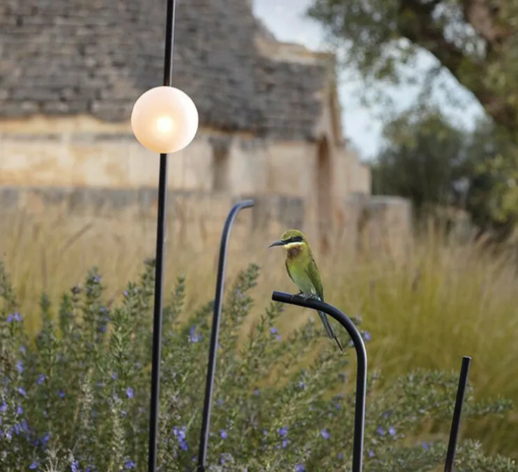 Lampadaire d'extérieur, Pois, noir, blanc, IP65, LED, 3000K, 410 lm, Ø11,5cm, H93cm - Karman