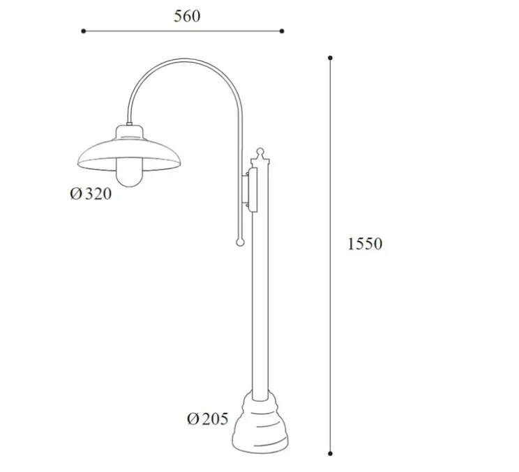 Lampadaire d'extérieur, Samoa 1775, cuivre, IP44, L32cm, H155cm - Moretti Luce
