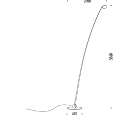 Lampadaire*Davide Groppi Lampadaire d'extérieur, Sampei 440 outdoor, , IP65, LED, 3000K, 639lm, L230cm, H366cm - noir mat
