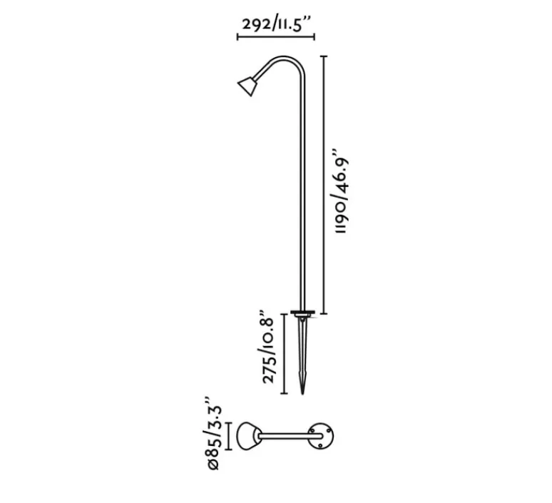 Lampadaire*Faro Lampadaire d'extérieur sur piquet, borne, Lily 1190, , IP65, LED, 2700K, 154 lm, Ø8,5cm, H119cm - noir