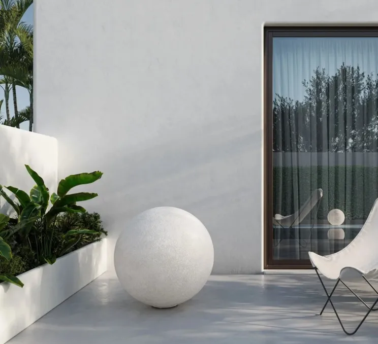 Lampadaire d'extérieur, Ululà 75, blanc, IP65, Ø75cm, H75cm - Karman