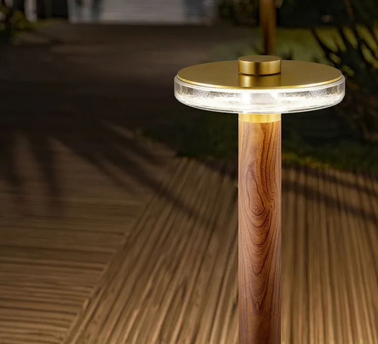 Lampadaire*Panzeri Lampadaire d'extérieur, Venexia, , IP65, LED, 2700K, 594 lm, Ø22cm, H45cm - bois et lation satiné