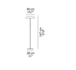 Lampadaire*Oluce Lampadaire, Dora 371, , LED, 2700K, 1700 lm, Ø40cm, H147cm - Or satiné, rouge sablé