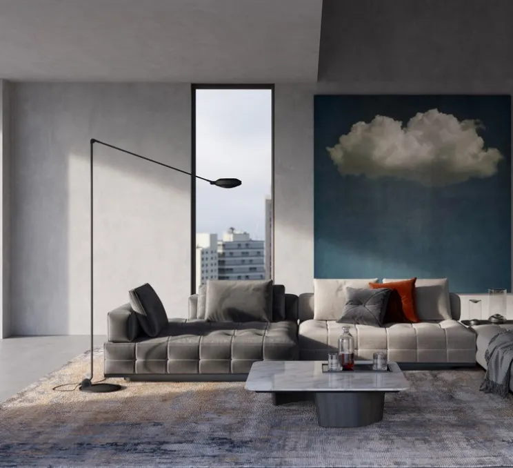 Lampadaire, Elle LED, Black Soft Touch, LED, dim, 2700K, 2280 lm, L94cm, H200cm - Lumina