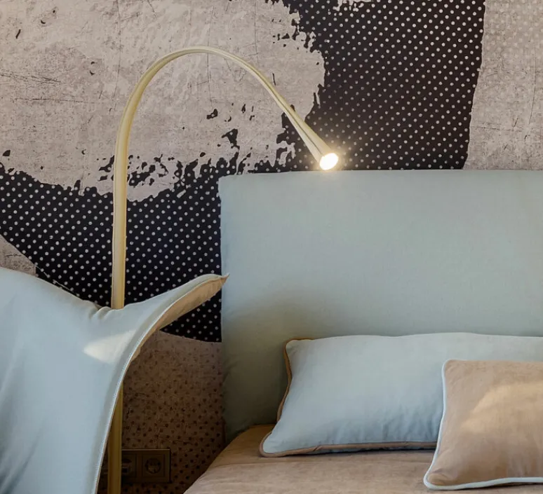 Lampadaire*Contardi Lampadaire, Flexiled, , LED, dim, 2700K, 800 lm, Ø37cm, H203cm - cuir ivoire