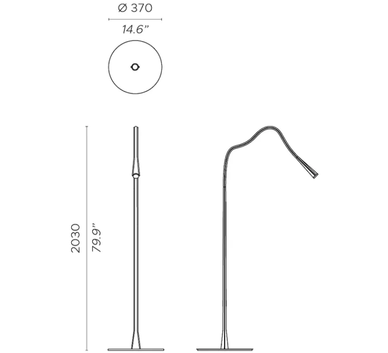 Lampadaire*Contardi Lampadaire, Flexiled, , LED, dim, 2700K, 800 lm, Ø37cm, H203cm - cuir ivoire