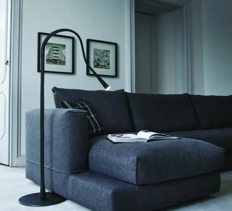 Lampadaire*Contardi Lampadaire, Flexiled, , LED, dim, 2700K, 800 lm, Ø37cm, H203cm - cuir noir