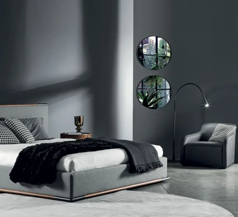 Lampadaire*Contardi Lampadaire, Flexiled, , LED, dim, 2700K, 800 lm, Ø37cm, H203cm - cuir noir