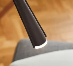 Lampadaire*Contardi Lampadaire, Flexiled, , LED, dim, 2700K, 800 lm, Ø37cm, H203cm - cuir noir