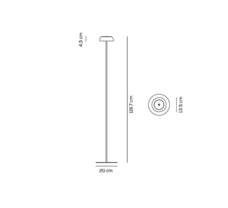 Lampadaire*Axolight Lampadaire, Float, , IP55, LED, dim, 2700K, 200 lm, Ø20cm, H119,7cm - vert béton, gris béton