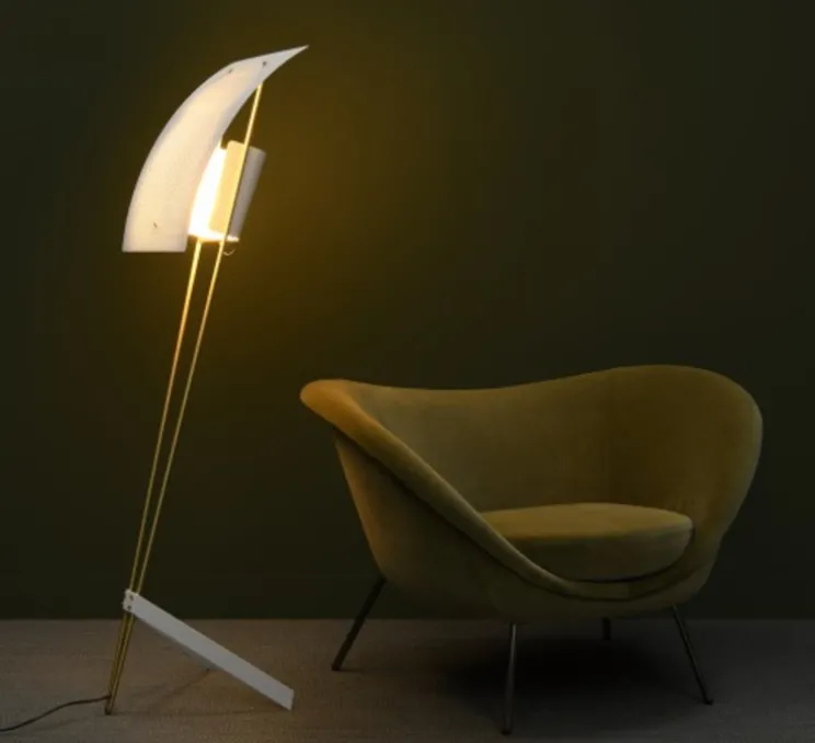 Lampadaire, G30, blanc, dimmable, Ø43cm, H155cm - Sammode