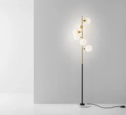 Lampadaire*Stilnovo Lampadaire, Galassia, , L42,3cm, H191,8cm - blanc et or