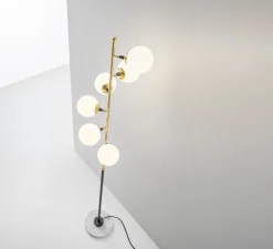 Lampadaire*Stilnovo Lampadaire, Galassia, , L42,3cm, H191,8cm - blanc et or