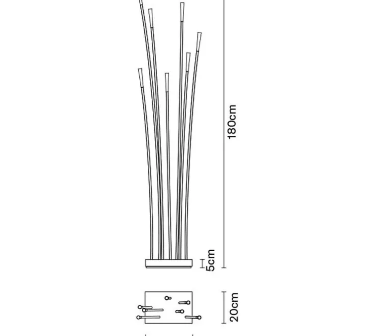 Lampadaire, Giunco F14 7 LED, blanc, LED, L30cm, H180cm - Fabbian