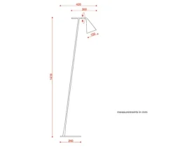 Lampadaire, Gordon, 561.61, noir mat, noir chromé, IP40, L24cm, H141cm - Tooy