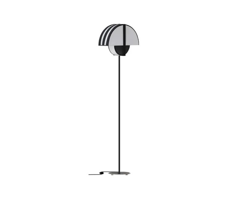 Lampadaire*DesignHeure Lampadaire, Grand Arto, , L40cm, H156cm - Blanc rayures noires, bas noir